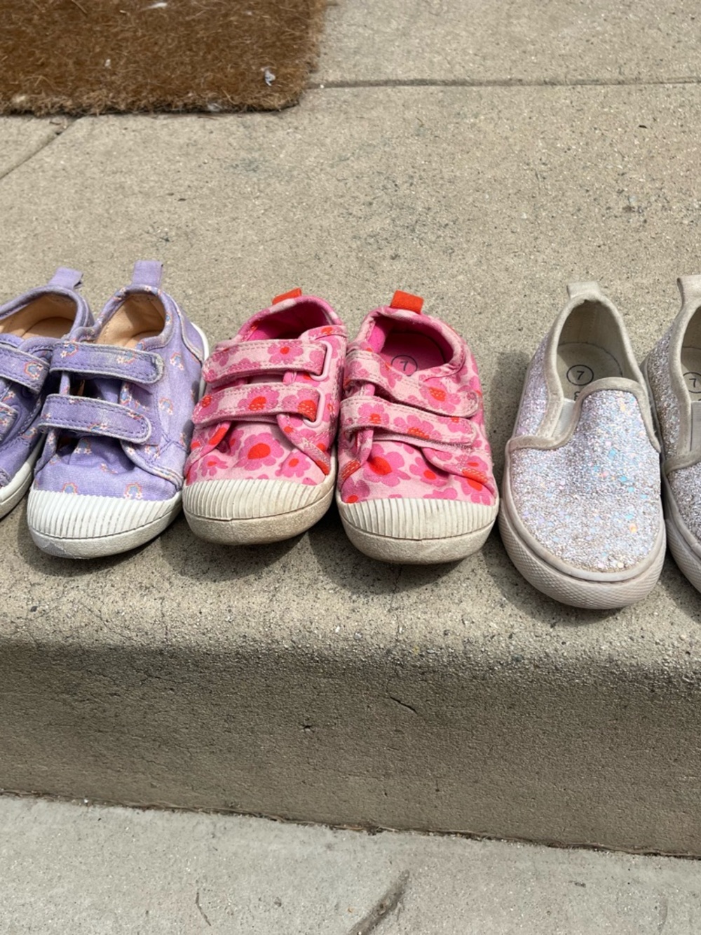 Kids Pink Floral Velcro Sneakers - Comfortable Everyday Shoes